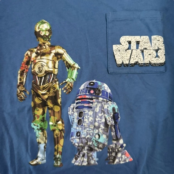 Star Wars Uniqlo Stash Retro Graffiti Pop Art C3PO R2D2 Droids Graphic T-shirt L - Picture 6 of 16